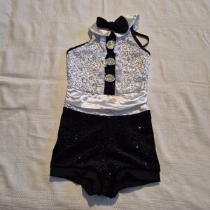 Weissman SC black & white sequined dance costume VGUC